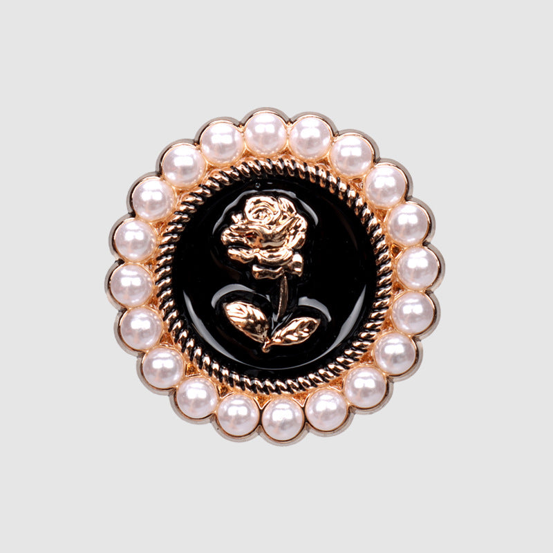 Pearl Rose Metal White Black Oiled Buttons for Women's Jackets 12 Pack - Lots of Buttons
