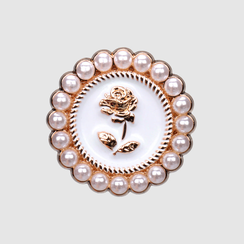 Pearl Rose Metal White Black Oiled Buttons for Women's Jackets 12 Pack - Lots of Buttons