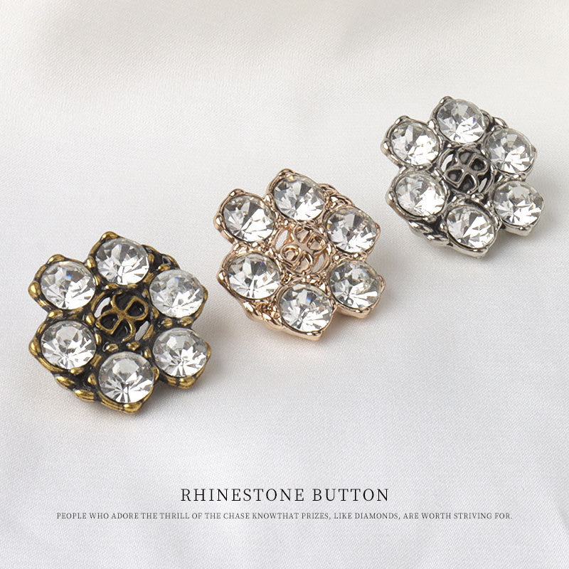 25mm Antique Bronze Golden Gunmetal Rhinestone Shank Buttons 10pcs