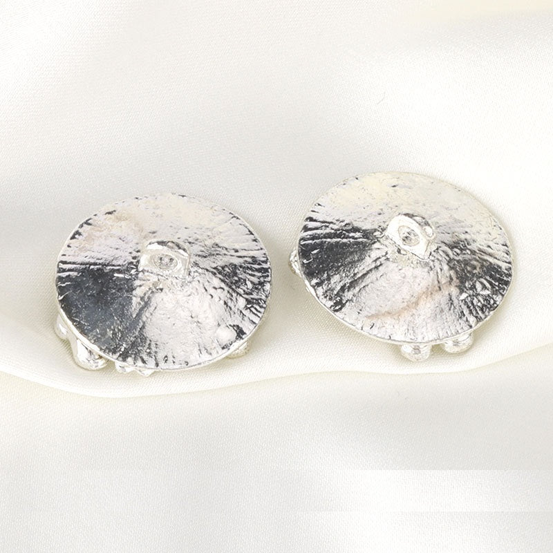 21mm Round Silver Leaf Shaped Rhinestone Metal Shank Buttons 6pcs