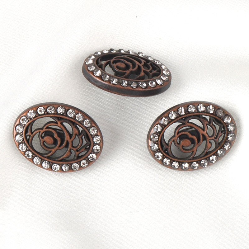Punainen pronssi soikeat vintage-hollow rhinestone-metallinapit neuleille 12 kpl