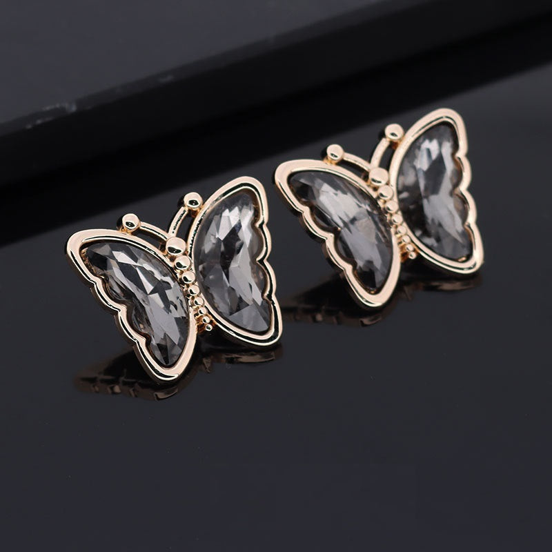 16/23mm Pillangó Formájú Színes Fém Strasszos Gombok 10db