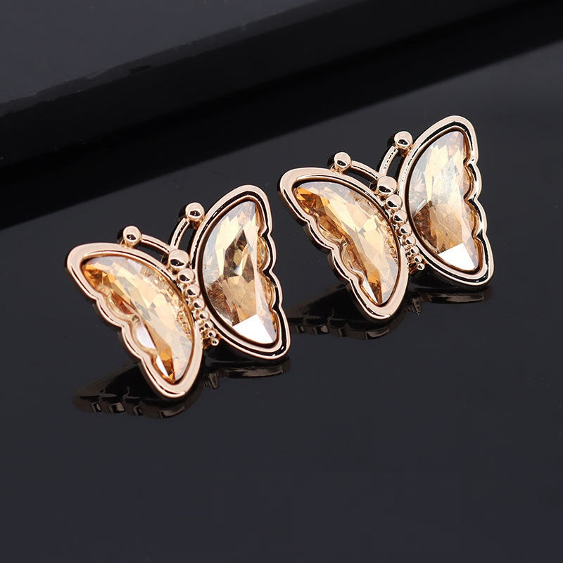 16/23mm Pillangó Formájú Színes Fém Strasszos Gombok 10db