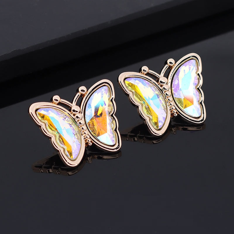 16/23mm Pillangó Formájú Színes Fém Strasszos Gombok 10db