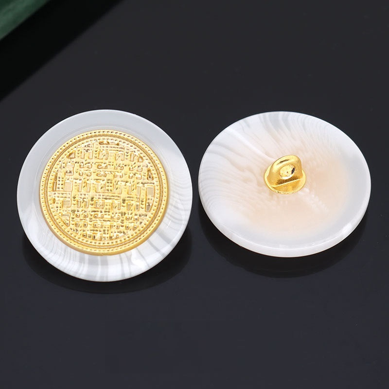 18/20/23mm Fehér Fekete Arany Fém Gyanta Gombok 15 Csomag