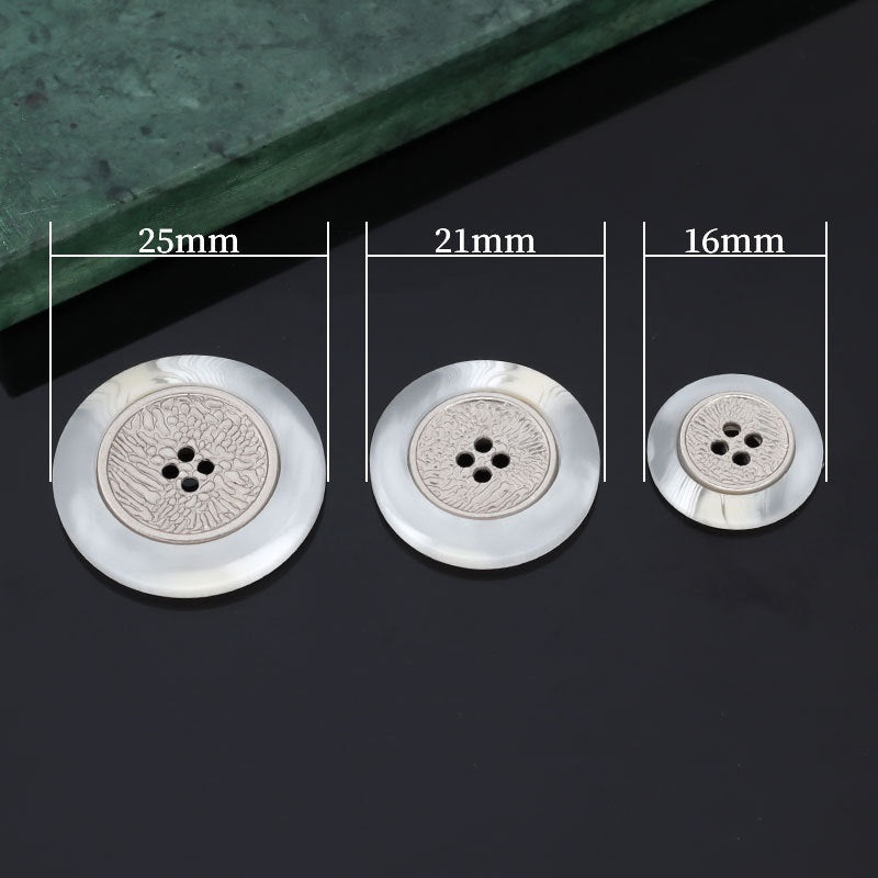 16/21/25mm Resin Metal Two Tone Four Hole Buttons for Coats 15 Pack