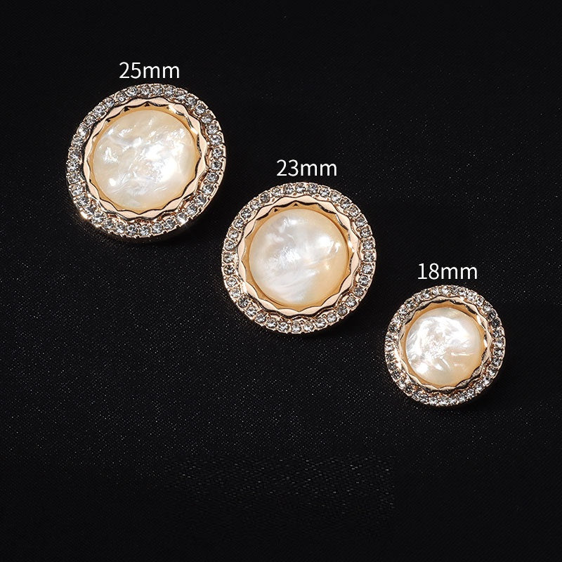 18/23/25mm Round Golden Diamond Metal Shank Buttons for Suits 10pcs