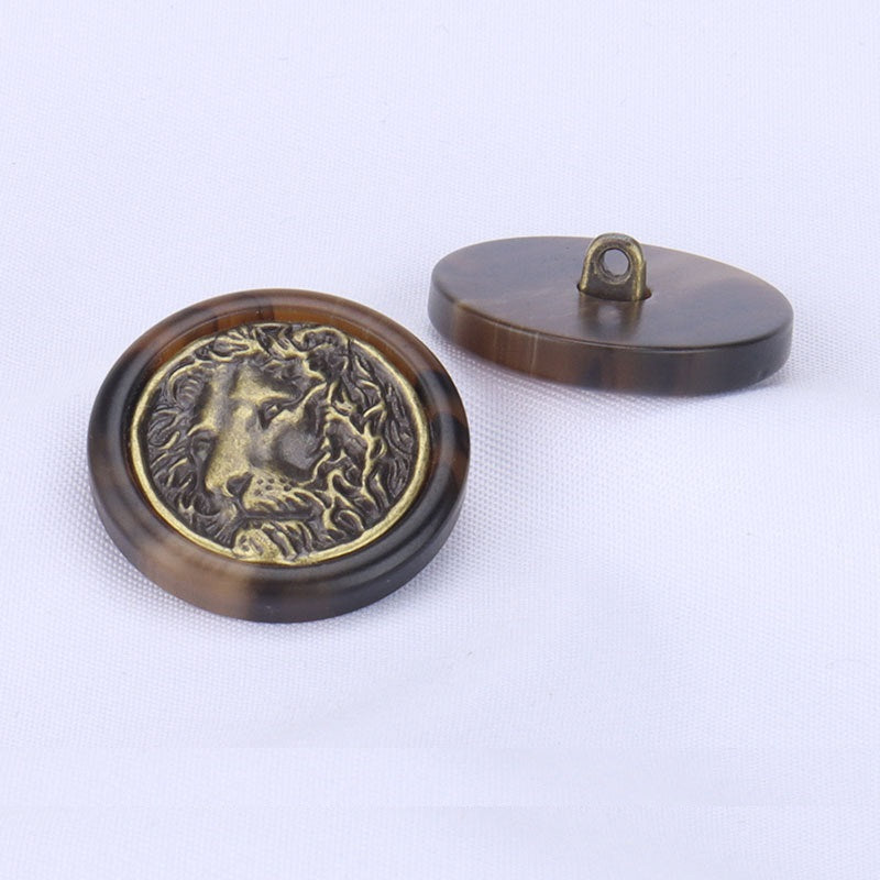 Vintage Lion Head Metal Resin Kombinerade Knappar för Ytterkläder 20 Pack