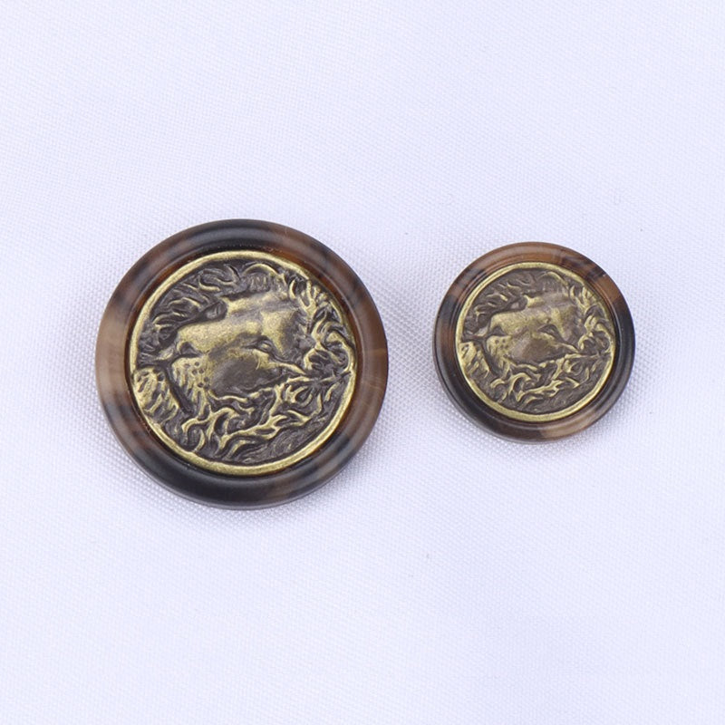 Vintage Lion Head Metal Resin Kombinerade Knappar för Ytterkläder 20 Pack