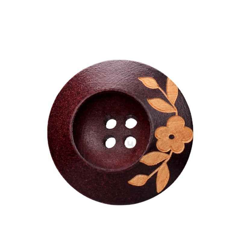25mm Red Brown Painted Laser Treated Poplar Wood Buttons for Women's Clothing 20pcs - Lots of Buttons