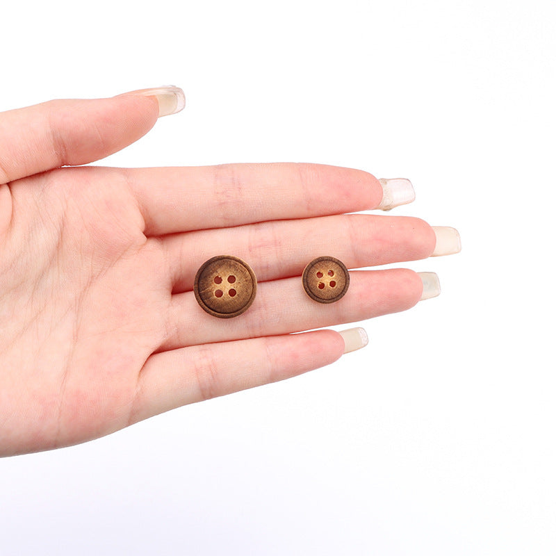 Bottoni rotondi in legno di pioppo distressed da 10/11,5/15mm per camicie vintage e maglioni, 40 pezzi