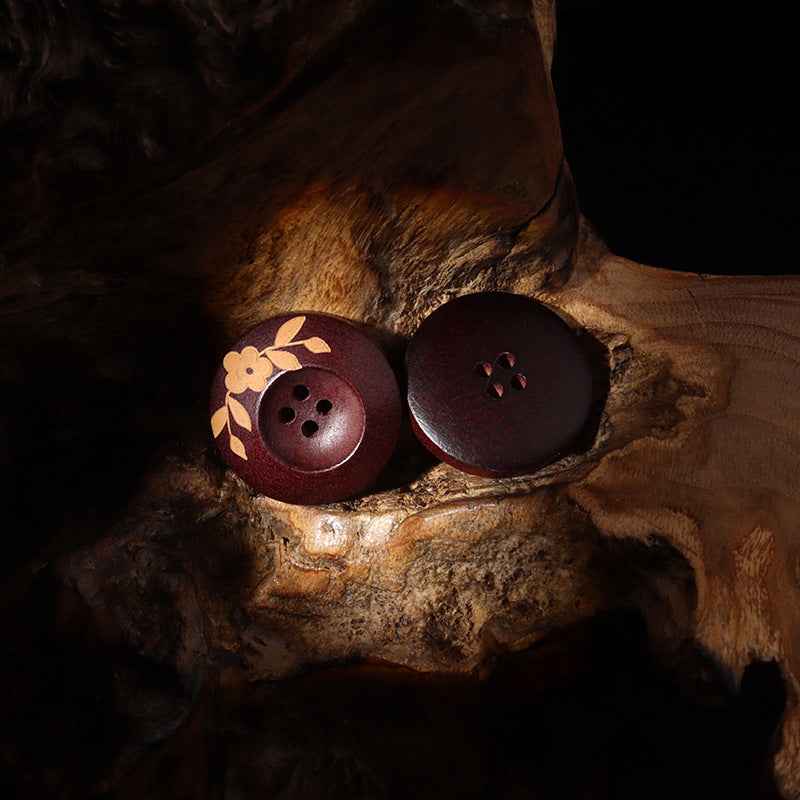 25mm Red Brown Painted Laser Treated Poplar Wood Buttons for Women's Clothing 20pcs - Lots of Buttons
