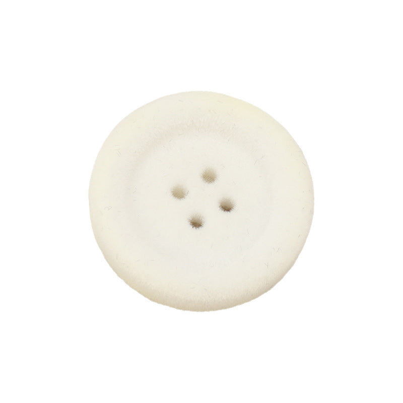 18/21/25mm Black White Thickened Round Resin Flocked Buttons 15 Pack
