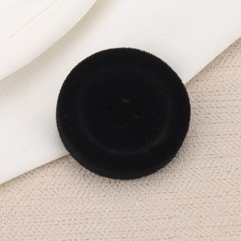 18/21/25mm Black White Thickened Round Resin Flocked Buttons 15 Pack