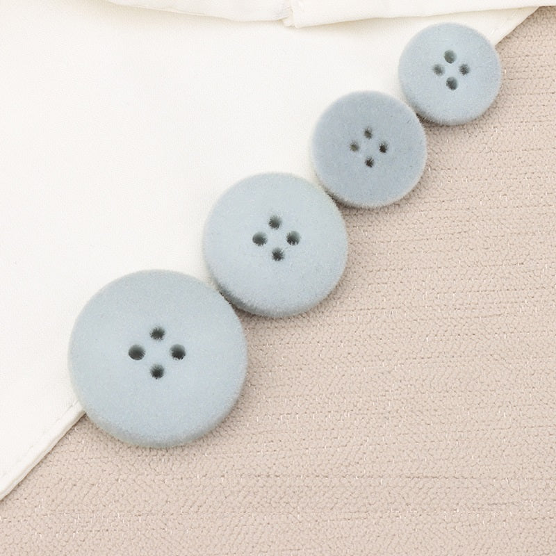 15-25mm White Black Blue Flat Four-Eye Flocked Velvet Buttons 20 Pack