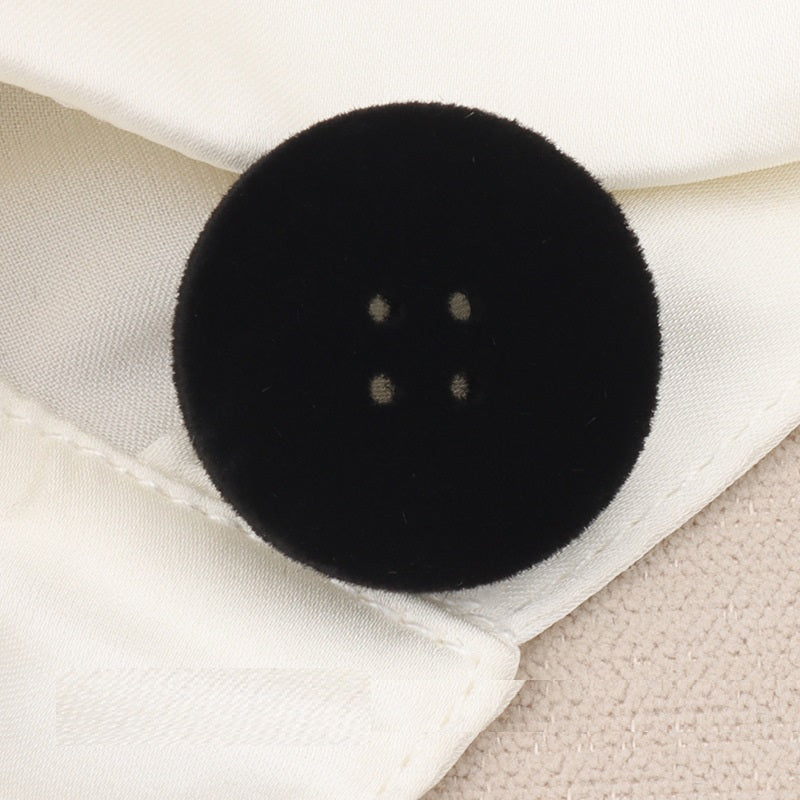 15-25mm White Black Blue Flat Four-Eye Flocked Velvet Buttons 20 Pack