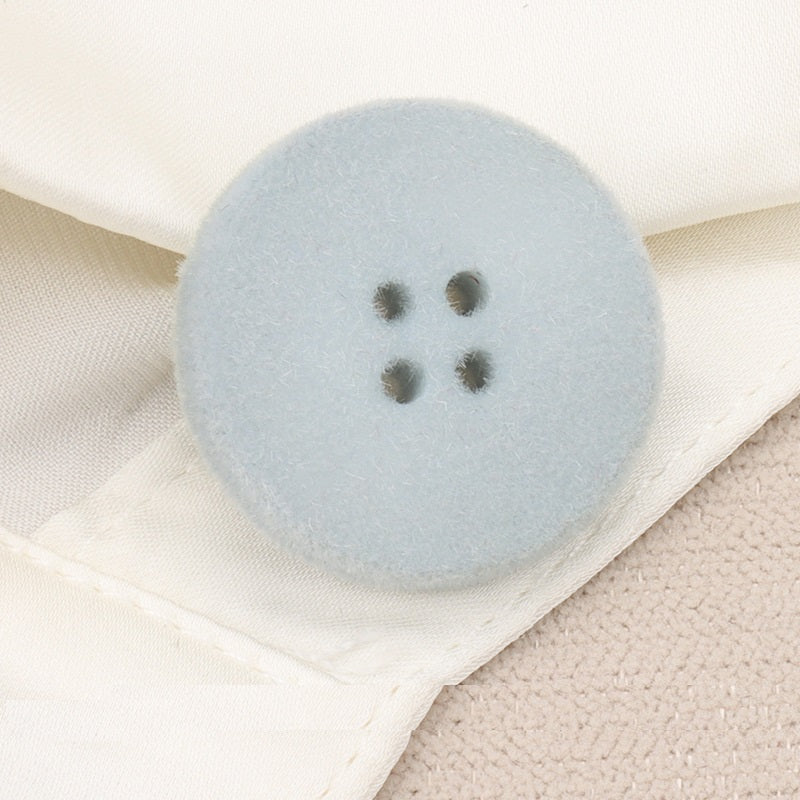 15-25mm White Black Blue Flat Four-Eye Flocked Velvet Buttons 20 Pack