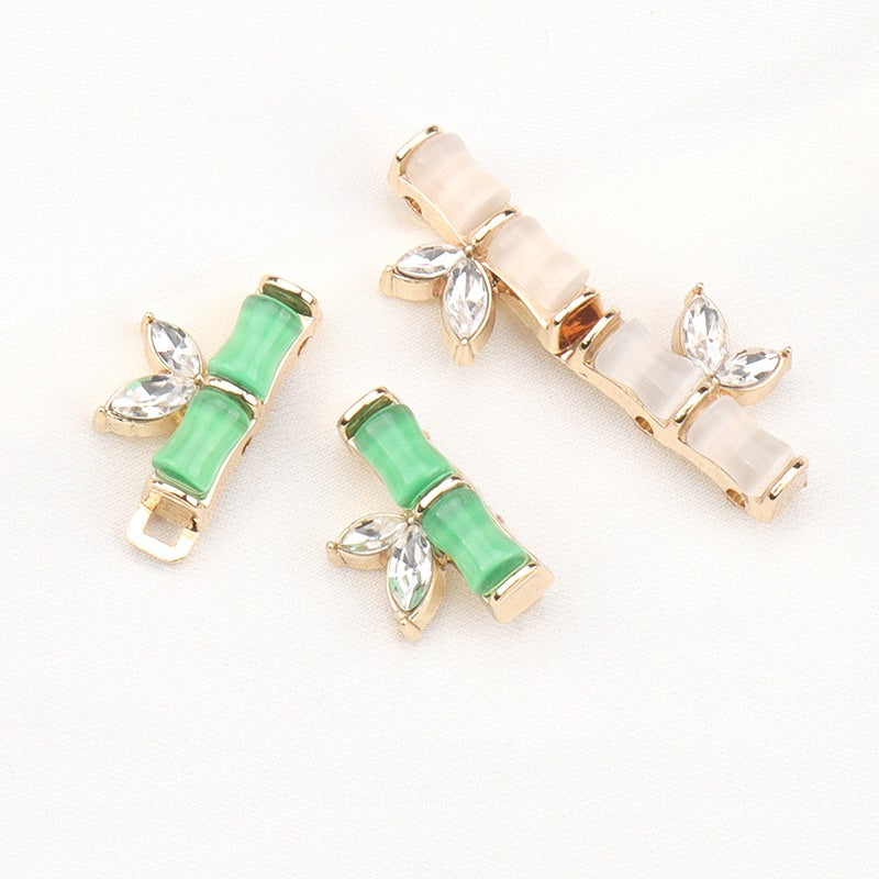 31mm Chinese Style Bamboo Joint Resin Metal Diamond Buttons 4pcs