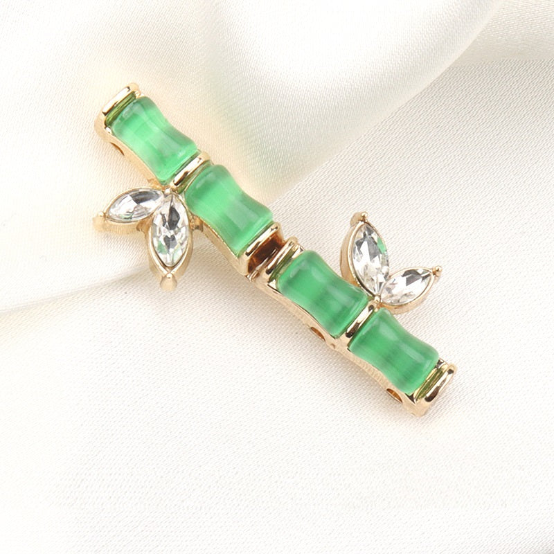 31mm Chinese Style Bamboo Joint Resin Metal Diamond Buttons 4pcs