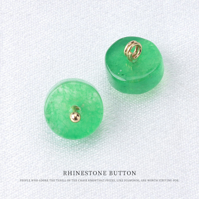 10mm Colorful Natural Jade Buttons with Flower Mounts for Chinese Hanfu 10pcs