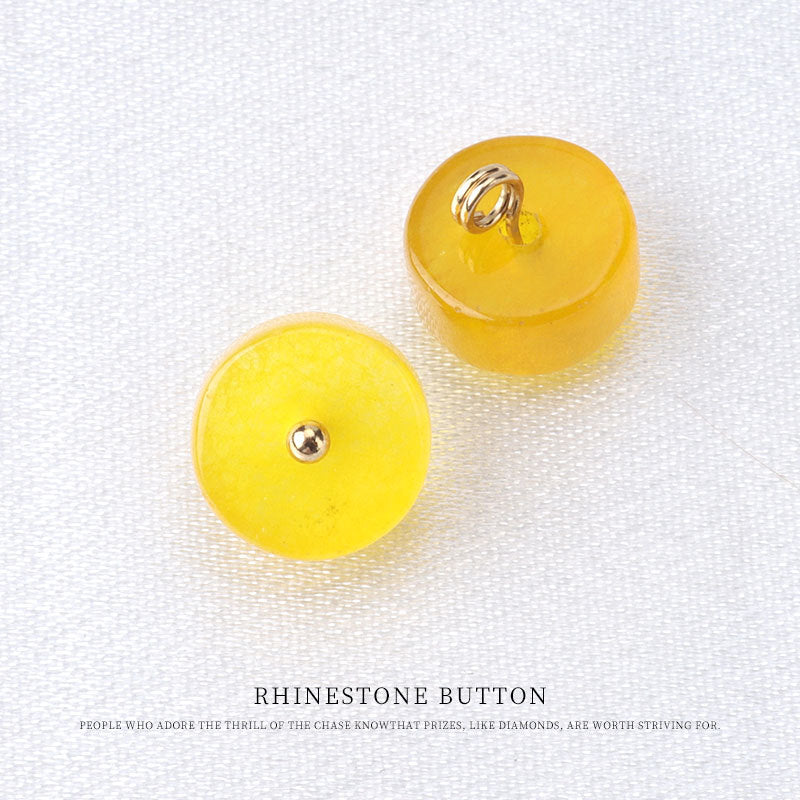 10mm Colorful Natural Jade Buttons with Flower Mounts for Chinese Hanfu 10pcs