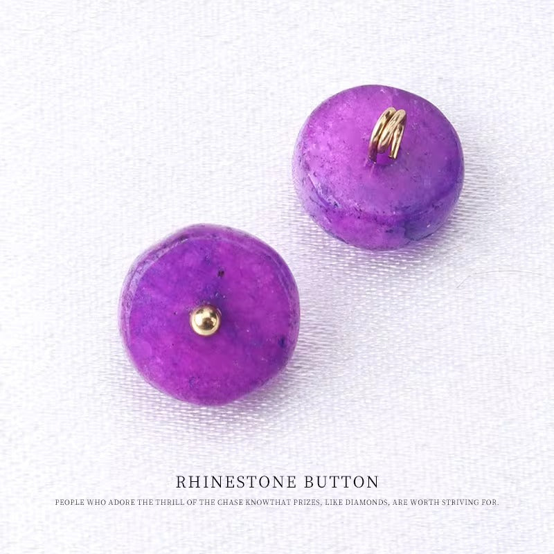 10mm Colorful Natural Jade Buttons with Flower Mounts for Chinese Hanfu 10pcs