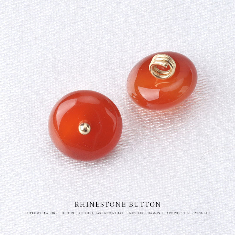 10mm Colorful Natural Jade Buttons with Flower Mounts for Chinese Hanfu 10pcs