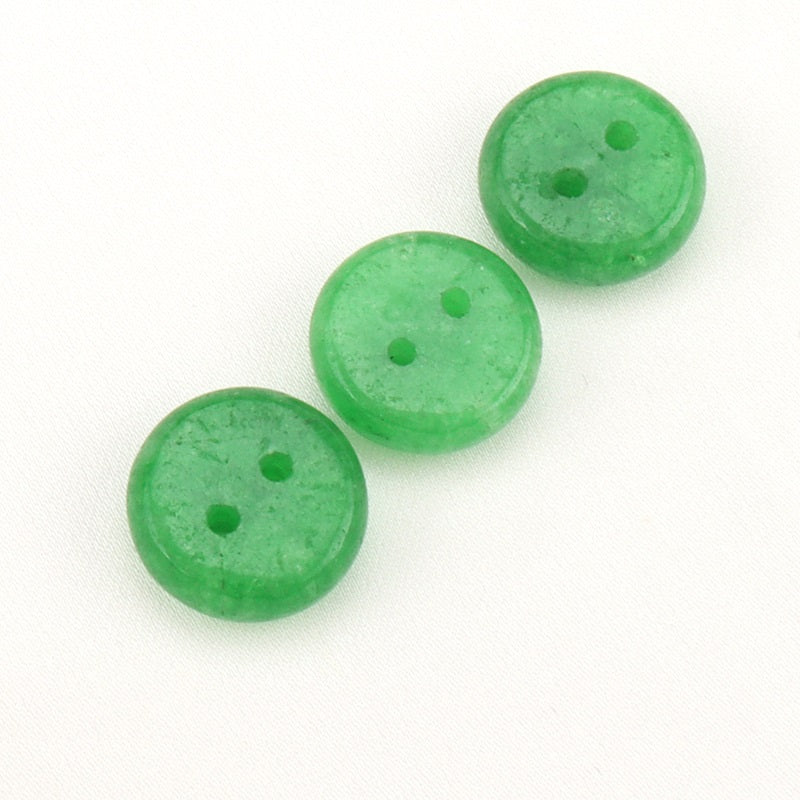 12mm Round Two Hole Emerald Green Natural Jade Buttons for Hanfu Cheongsam 8pcs