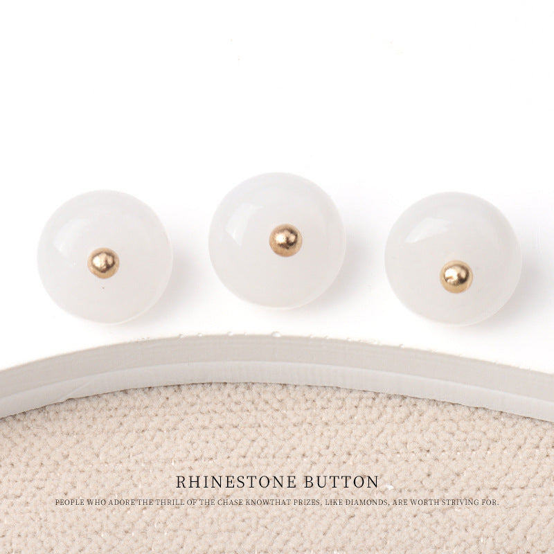 10mm Colorful Natural Jade Bead Buttons with Gold Studs for Cheongsam 20pcs
