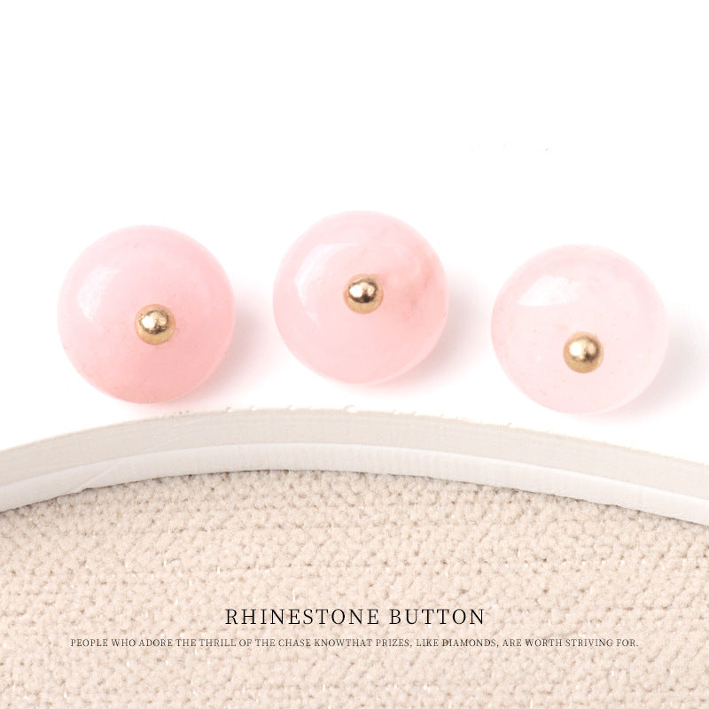 10mm Colorful Natural Jade Bead Buttons with Gold Studs for Cheongsam 20pcs