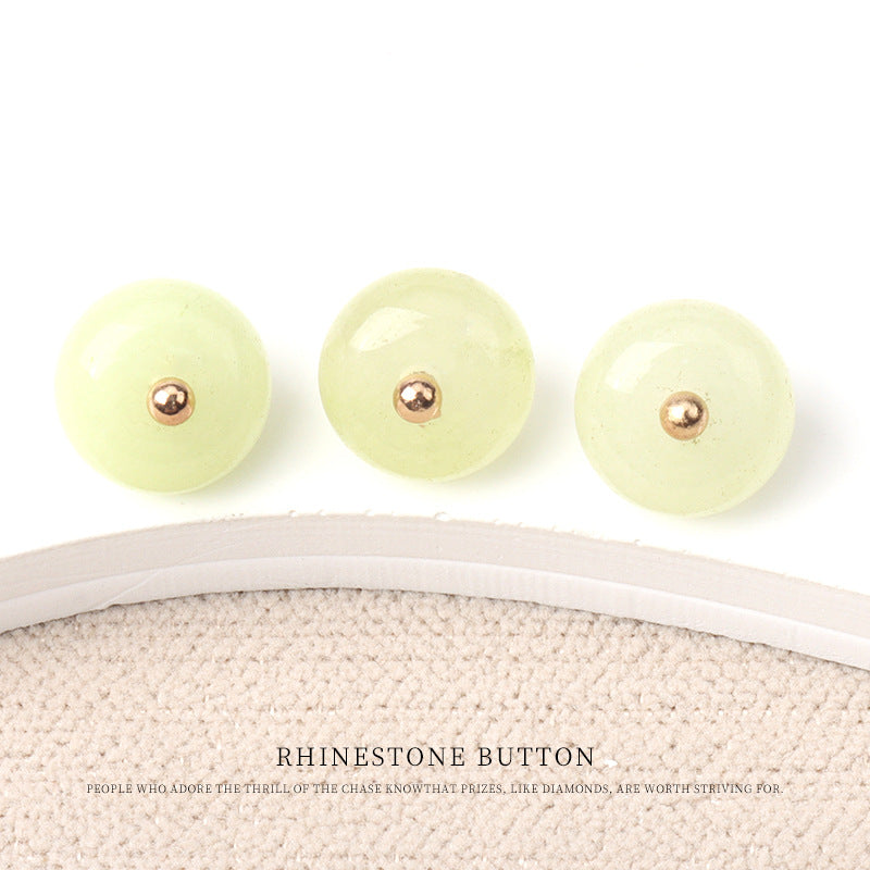 10mm Colorful Natural Jade Bead Buttons with Gold Studs for Cheongsam 20pcs