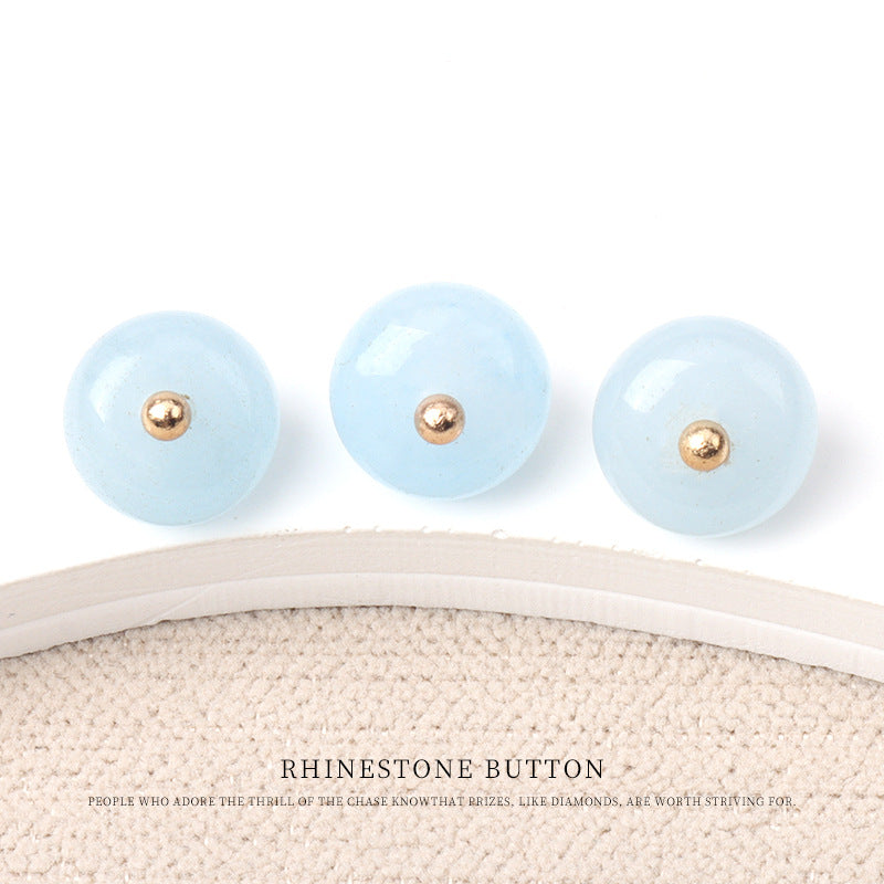 10mm Colorful Natural Jade Bead Buttons with Gold Studs for Cheongsam 20pcs