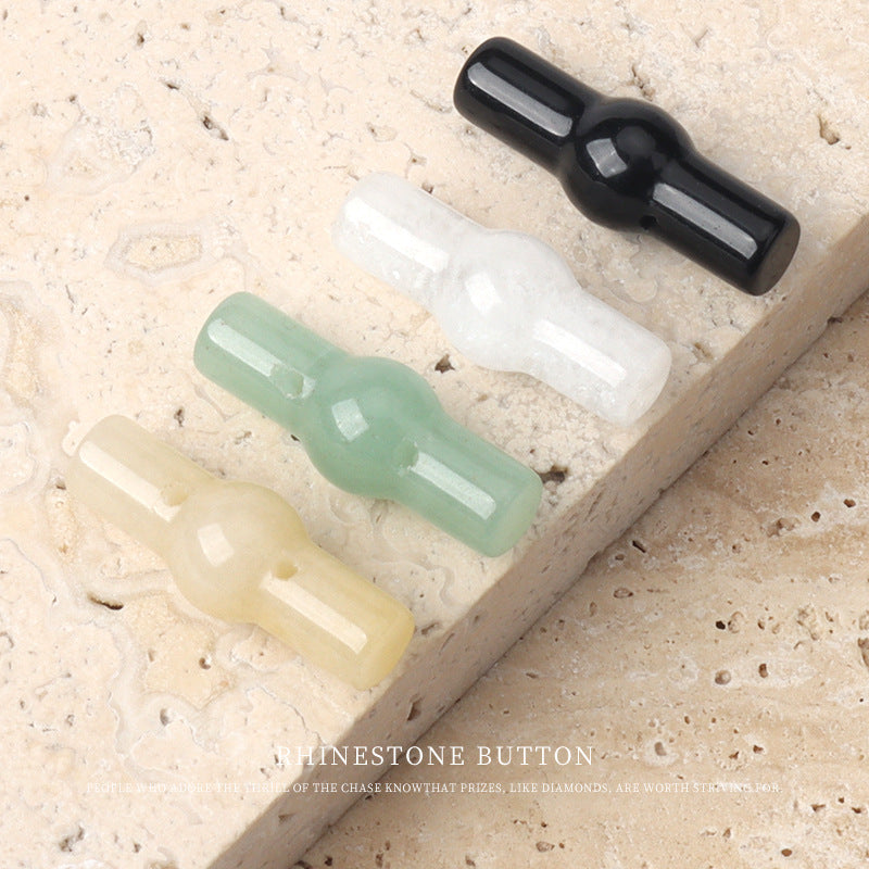 25mm grüne gelbe natürliche Jade zylindrische Knöpfe für chinesische Cheongsam Hanfu 4 Stück