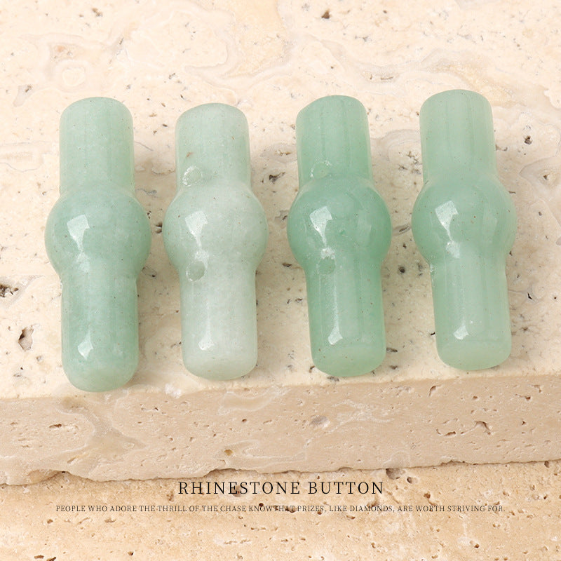 25mm Green Yellow Natural Jade Cylindrical Buttons for Chinese Cheongsam Hanfu 4pcs