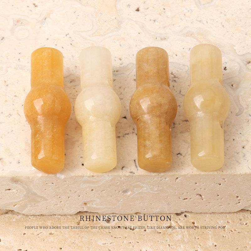 25mm Green Yellow Natural Jade Cylindrical Buttons for Chinese Cheongsam Hanfu 4pcs