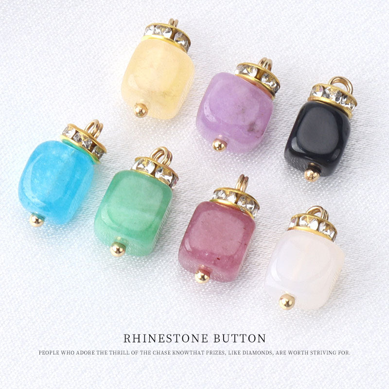10mm Chinese Retro Colorful Natural Stone Frog Knot Buttons 20pcs