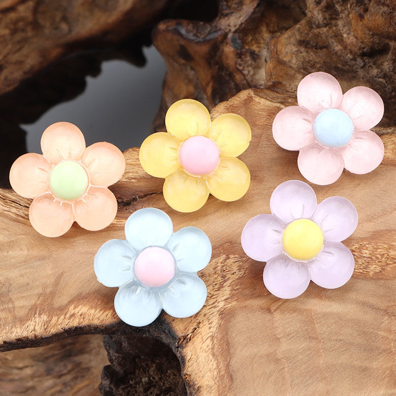 Colorful Plastic Flower Decorative Buttons for Kids' Clothes 25 Pack 
