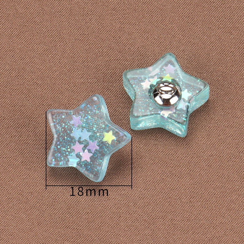 18mm Colorful Star Plastic Buttons with Metal Shank for Babies and Kids' Clothes 