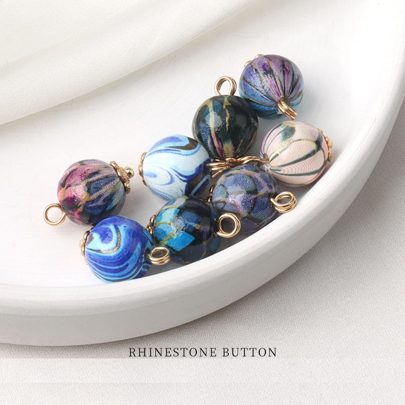 11mm Colorful Blue Ceramic Bead Chinese Frog Buttons for Silk Qipao 12pcs