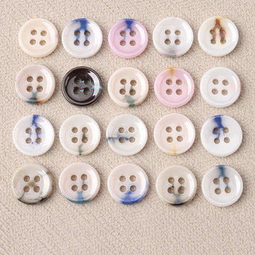 Bottoni in ceramica smaltata blu e bianca artistica da 11 mm con quattro fori, confezione da 20