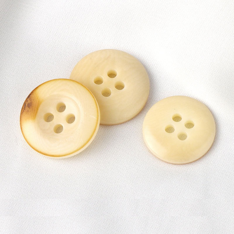 11,5 - 20mm Runde 4-Loch Beige Feuergebrannte Vintage Corozo Tagua Nuss Knöpfe