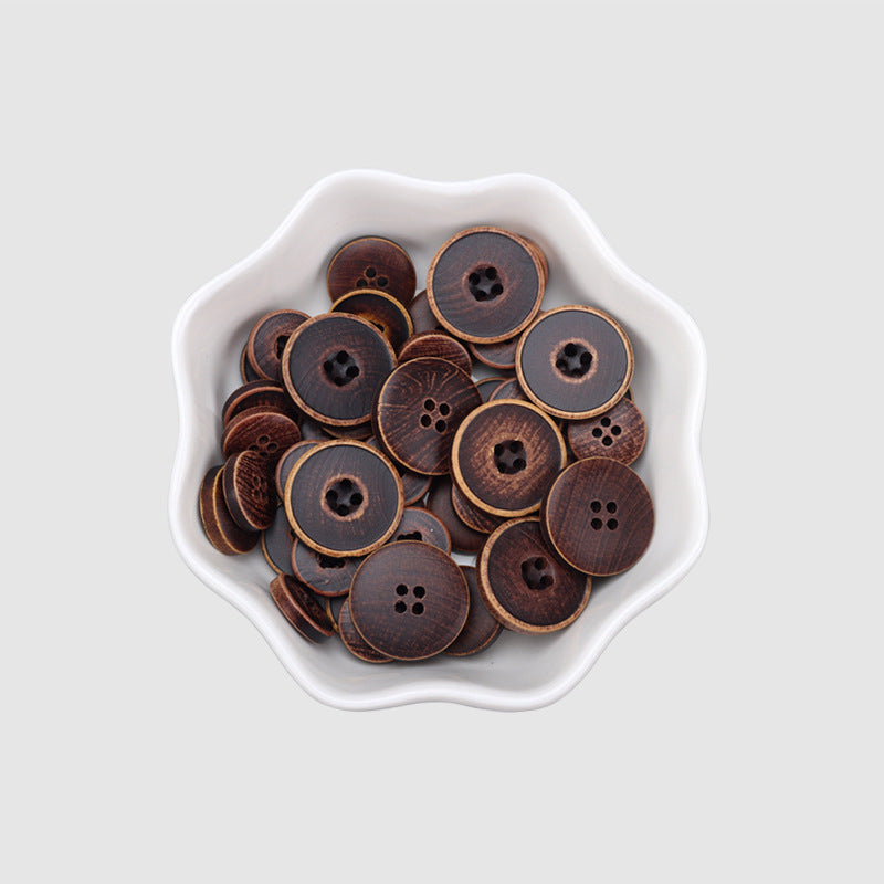 10/11.5/15mm Bottoni in Legno di Pioppo Marrone Chiaro, Marrone Scuro e Nero 30pz