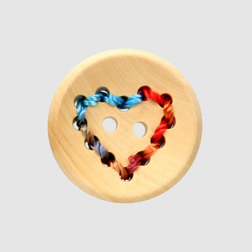 20mm Tondi 2 Fori Colorati Bottoni in Legno a Cuore con Motivo Moda per Maglioni 20pz