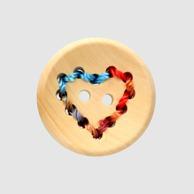 20mm Tondi 2 Fori Colorati Bottoni in Legno a Cuore con Motivo Moda per Maglioni 20pz