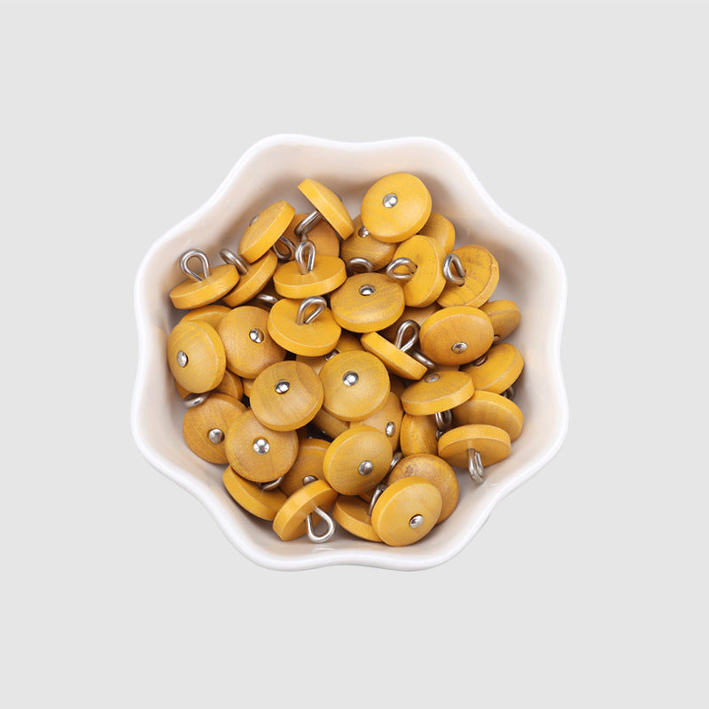 11.5mm Round Colored Natural Wood Buttons with Metal Shanks for Shirts 20pcs