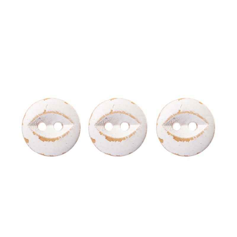 11.5mm Round 2-Hole White-Painted Fish-Eye Buttons for Children's Handmade Crafts 40PCS - Lots of Buttons