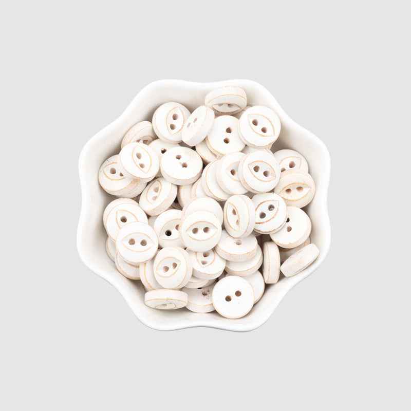 11.5mm Round 2-Hole White-Painted Fish-Eye Buttons for Children's Handmade Crafts 40PCS - Lots of Buttons