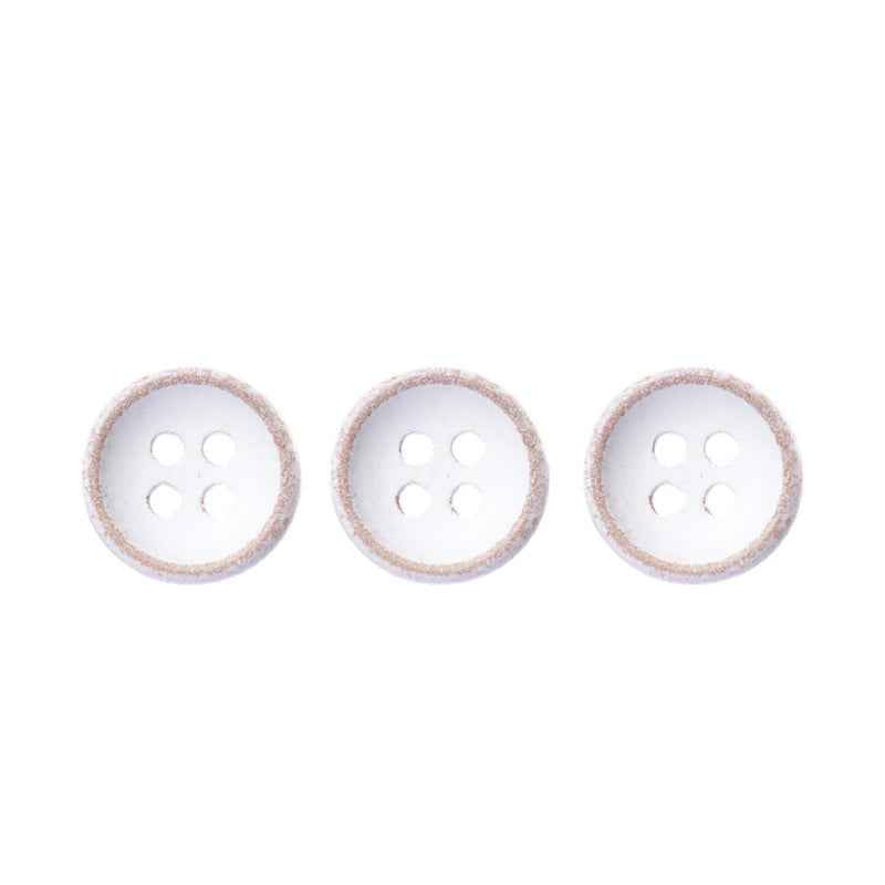 11.5mm Round 4-Hole White-Painted Wood Buttons for Children's Shirts Cardigans 40PCS - Lots of Buttons