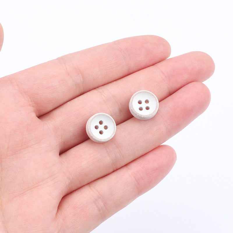 11.5mm Round 4-Hole White-Painted Wood Buttons for Children's Shirts Cardigans 40PCS - Lots of Buttons