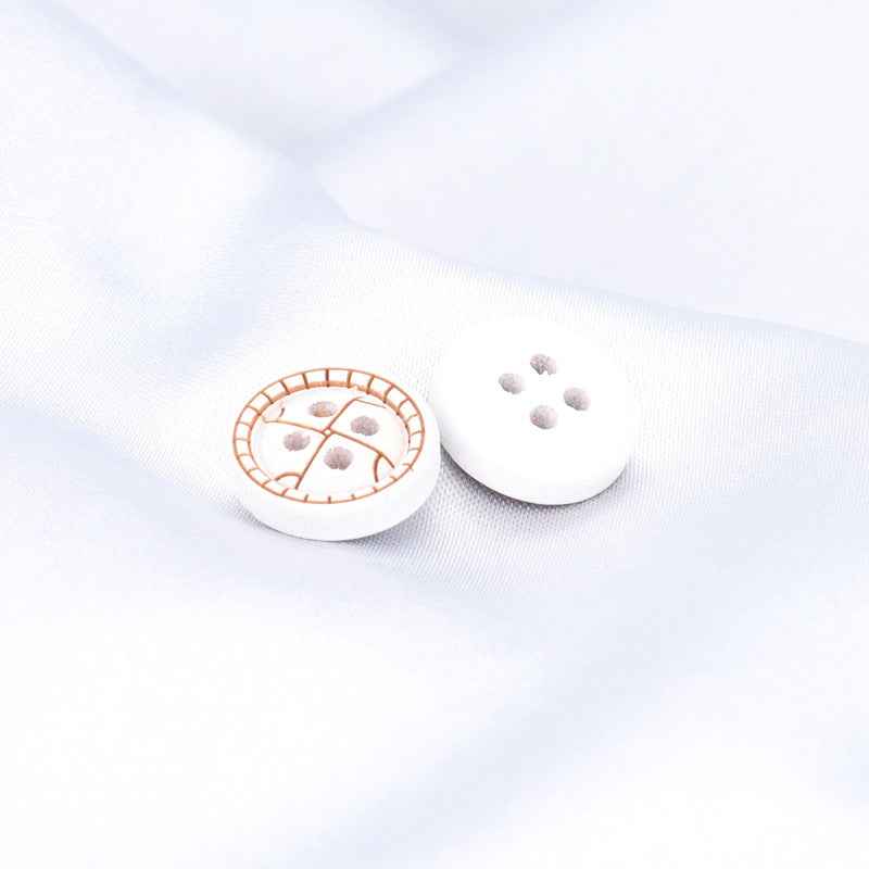 11.5mm Round 4 Hole Black White Painted Wood Buttons for Children's Sweaters Cardigans 40pcs - Lots of Buttons